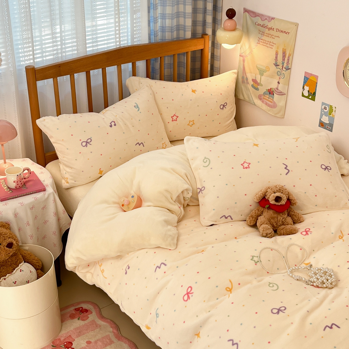 91家纺网 家纺一手货源 找家纺 小叮当家纺仓储工厂店 2025新款牛奶绒印花四件套 星彩梦