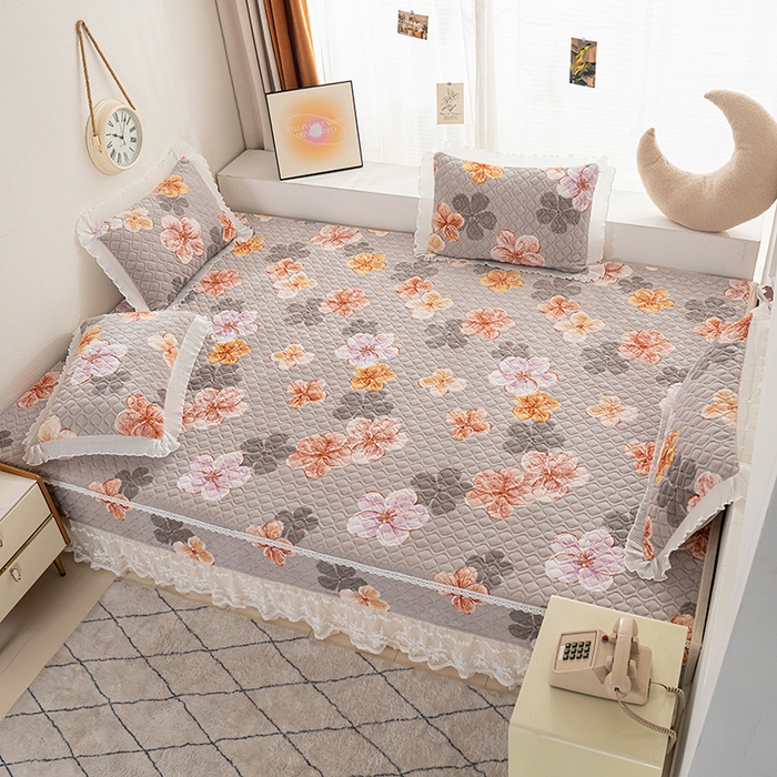 91家纺网 家纺一手货源 找家纺 冬然 2024新款牛奶绒床盖榻榻米床盖炕盖 朵朵花香