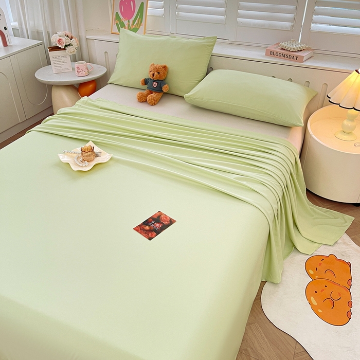 91家纺网 家纺一手货源 找家纺 澜妃 2025新款糯叽叽床单单品床单床单单件-纯色云朵系列 云朵-山川绿