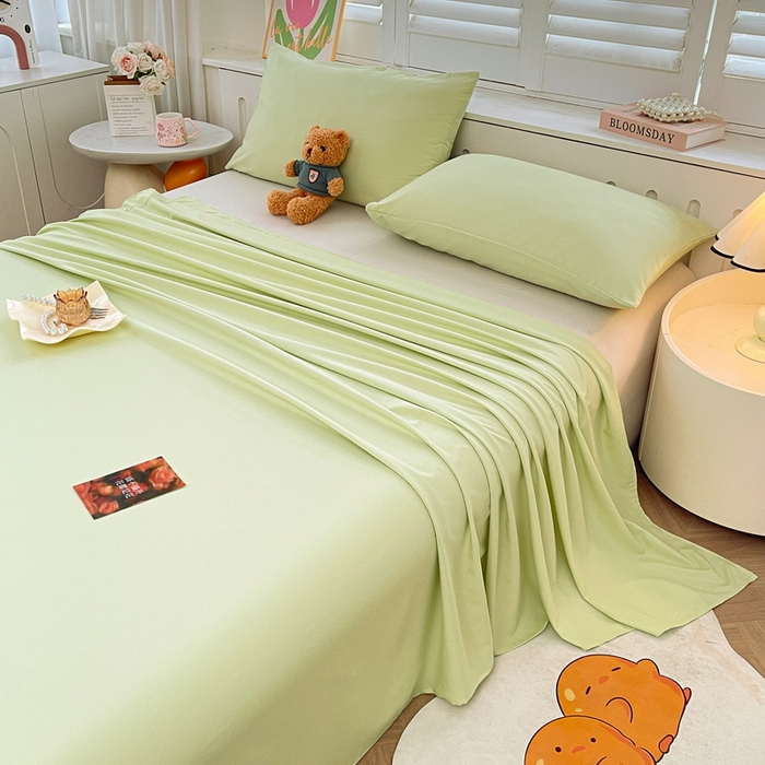 91家纺网 家纺一手货源 找家纺 澜妃 2025新款糯叽叽床单单品床单床单单件-纯色云朵系列 云朵-山川绿