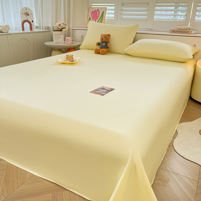 91家纺网 家纺一手货源 找家纺 澜妃 2025新款糯叽叽床单单品床单床单单件-纯色云朵系列 云朵-奶黄