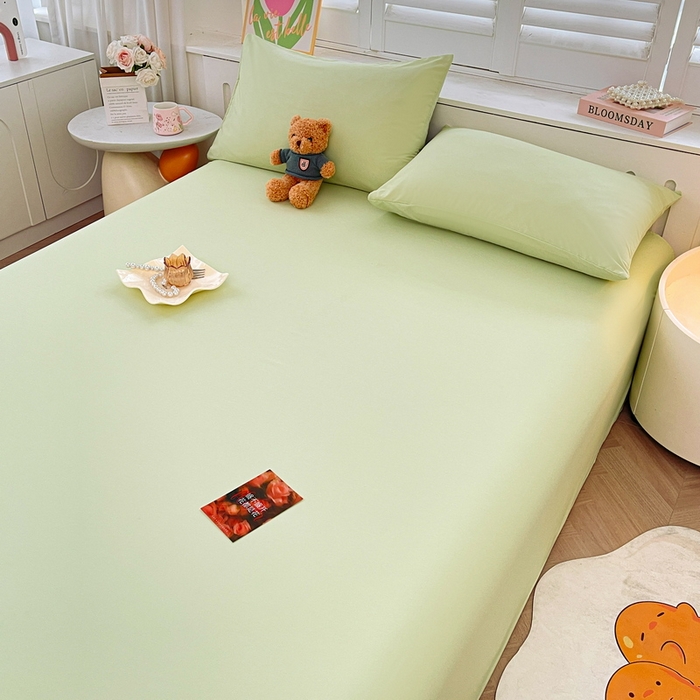 91家纺网 家纺一手货源 找家纺 澜妃 2025新款糯叽叽床单单品床单床单单件-纯色云朵系列 云朵-山川绿