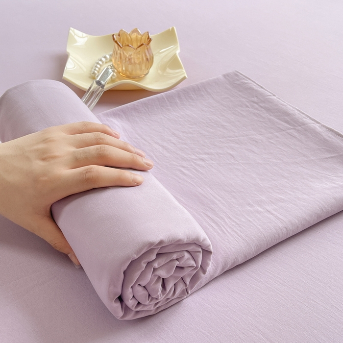 91家纺网 家纺一手货源 找家纺 澜妃 2025新款糯叽叽床单单品床单床单单件-纯色云朵系列 云朵-丁香紫