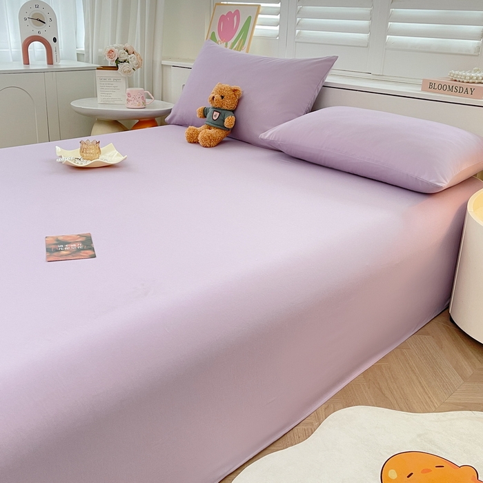 91家纺网 家纺一手货源 找家纺 澜妃 2025新款糯叽叽床单单品床单床单单件-纯色云朵系列 云朵-丁香紫