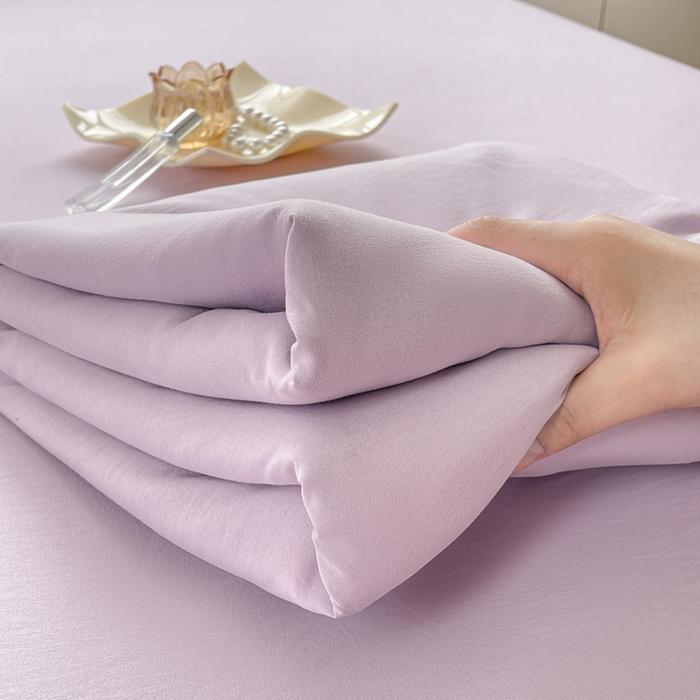 91家纺网 家纺一手货源 找家纺 澜妃 2025新款糯叽叽床单单品床单床单单件-纯色云朵系列 云朵-丁香紫