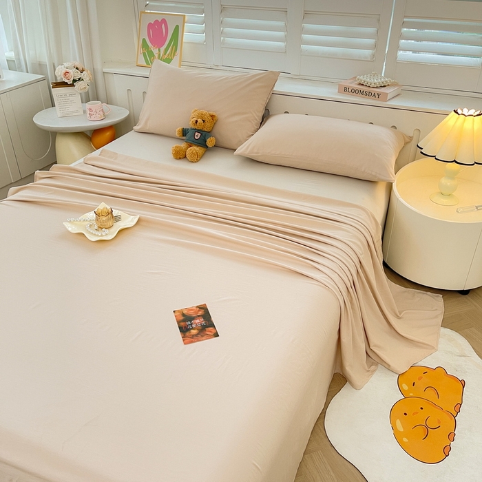 91家纺网 家纺一手货源 找家纺 澜妃 2025新款糯叽叽床单单品床单床单单件-纯色云朵系列 云朵-奶咖