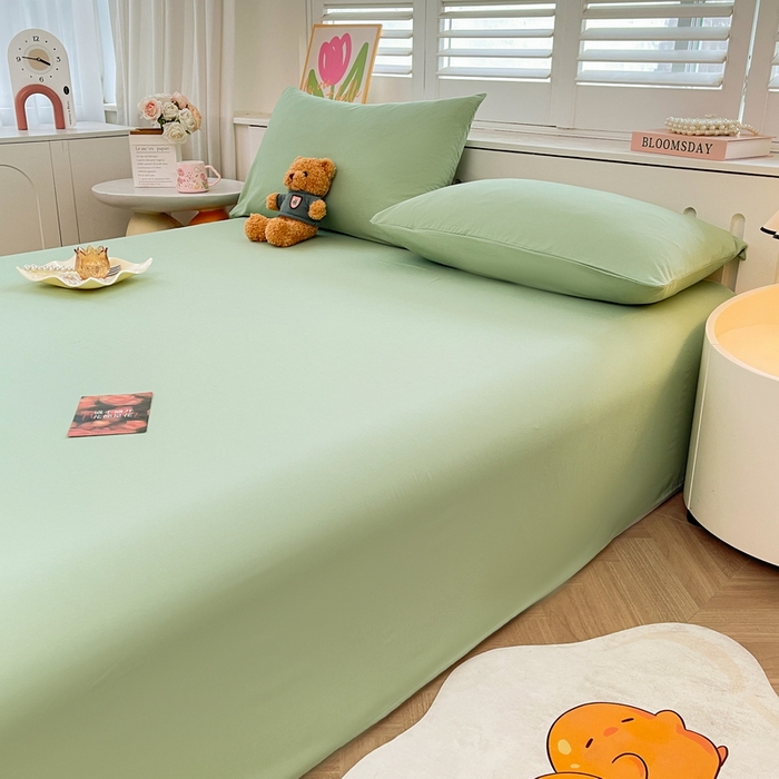 91家纺网 家纺一手货源 找家纺 澜妃 2025新款糯叽叽床单单品床单床单单件-纯色云朵系列 云朵-荷绿