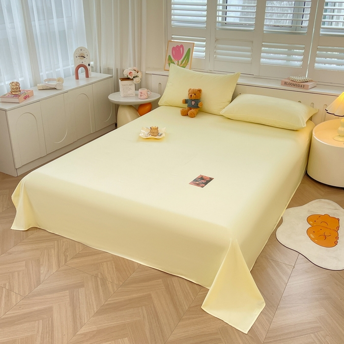 91家纺网 家纺一手货源 找家纺 澜妃 2025新款糯叽叽床单单品床单床单单件-纯色云朵系列 云朵-奶黄