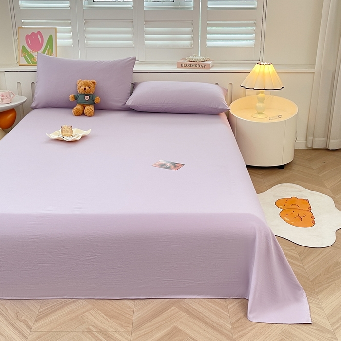 91家纺网 家纺一手货源 找家纺 澜妃 2025新款糯叽叽床单单品床单床单单件-纯色云朵系列 云朵-丁香紫