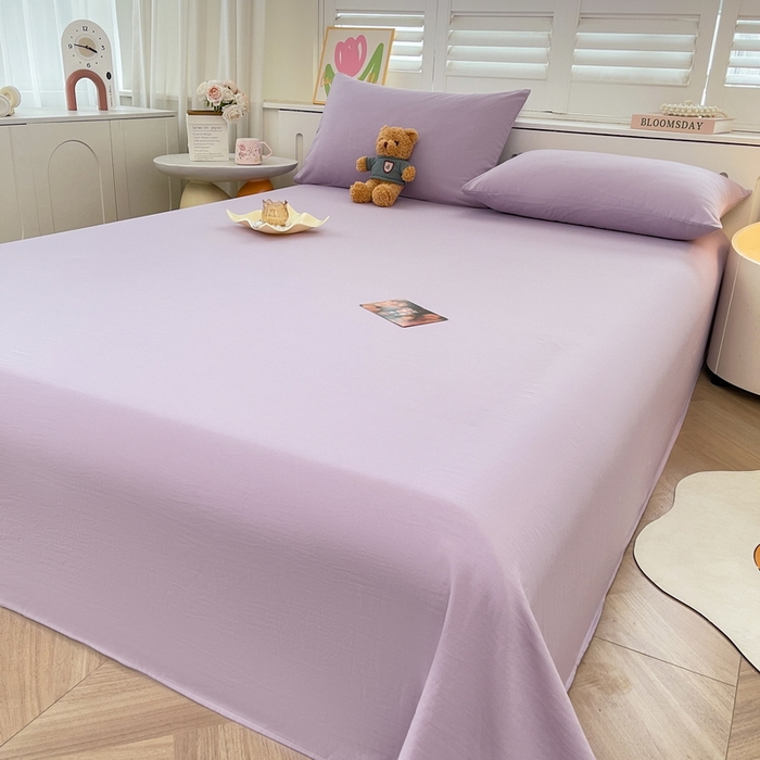 91家纺网 家纺一手货源 找家纺 澜妃 2025新款糯叽叽床单单品床单床单单件-纯色云朵系列 云朵-丁香紫