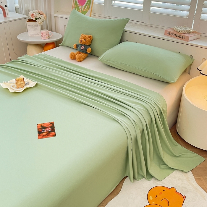 91家纺网 家纺一手货源 找家纺 澜妃 2025新款糯叽叽床单单品床单床单单件-纯色云朵系列 云朵-荷绿