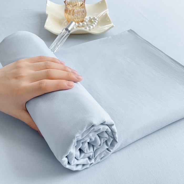 91家纺网 家纺一手货源 找家纺 澜妃 2025新款糯叽叽床单单品床单床单单件-纯色云朵系列 云朵-月蓝