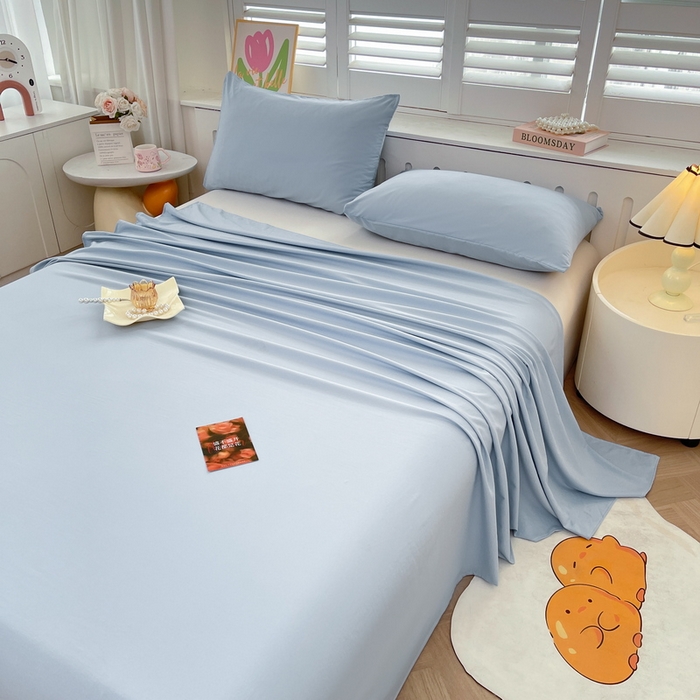 91家纺网 家纺一手货源 找家纺 澜妃 2025新款糯叽叽床单单品床单床单单件-纯色云朵系列 云朵-月蓝