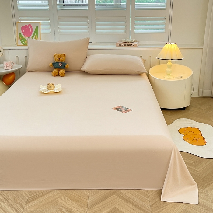 91家纺网 家纺一手货源 找家纺 澜妃 2025新款糯叽叽床单单品床单床单单件-纯色云朵系列 云朵-奶咖