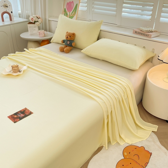 91家纺网 家纺一手货源 找家纺 澜妃 2025新款糯叽叽床单单品床单床单单件-纯色云朵系列 云朵-奶黄