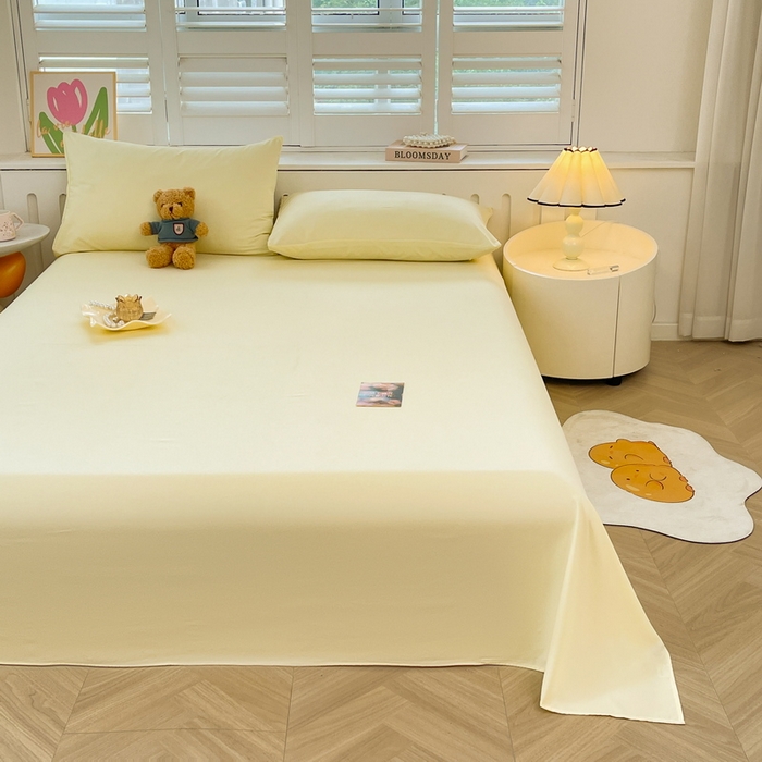 91家纺网 家纺一手货源 找家纺 澜妃 2025新款糯叽叽床单单品床单床单单件-纯色云朵系列 云朵-奶黄