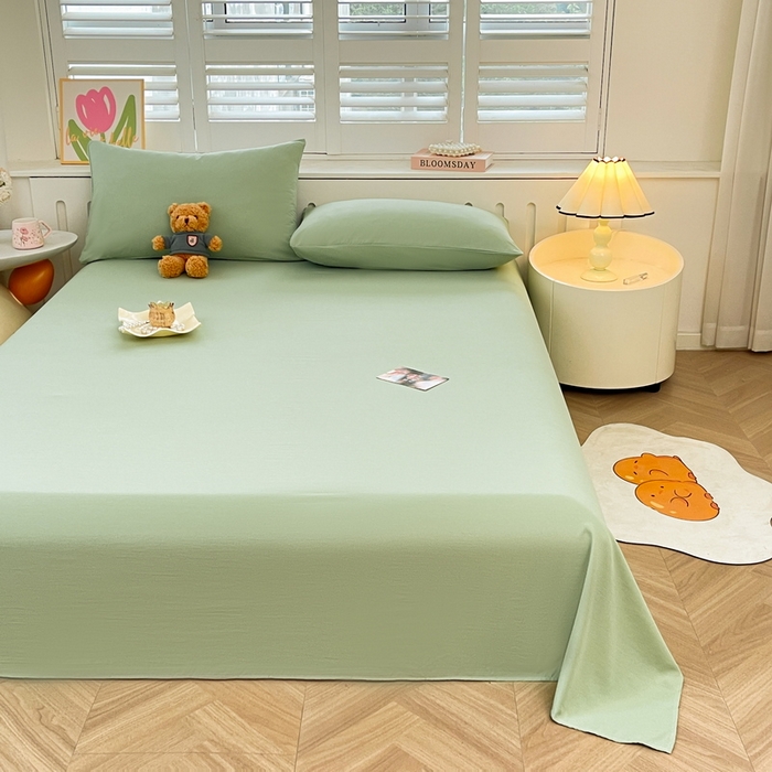 91家纺网 家纺一手货源 找家纺 澜妃 2025新款糯叽叽床单单品床单床单单件-纯色云朵系列 云朵-荷绿