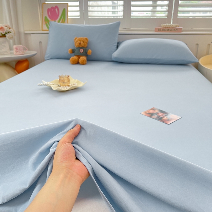 91家纺网 家纺一手货源 找家纺 澜妃 2025新款糯叽叽床单单品床单床单单件-纯色云朵系列 云朵-月蓝
