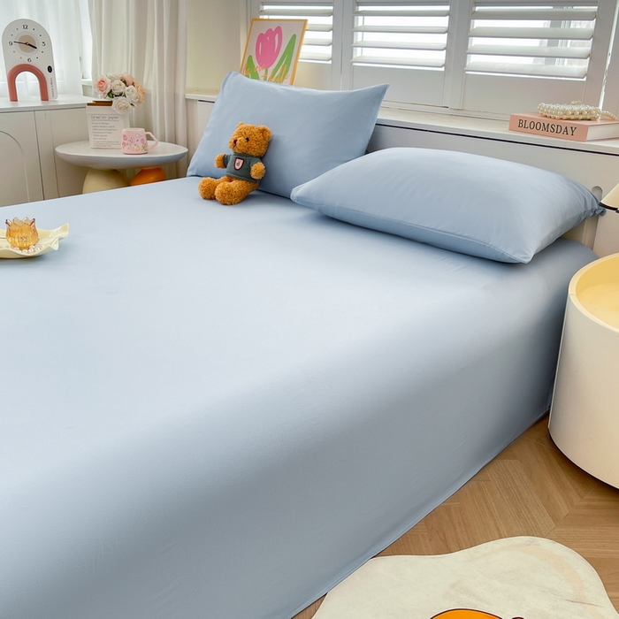 91家纺网 家纺一手货源 找家纺 澜妃 2025新款糯叽叽床单单品床单床单单件-纯色云朵系列 云朵-月蓝