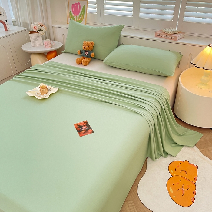 91家纺网 家纺一手货源 找家纺 澜妃 2025新款糯叽叽床单单品床单床单单件-纯色云朵系列 云朵-荷绿