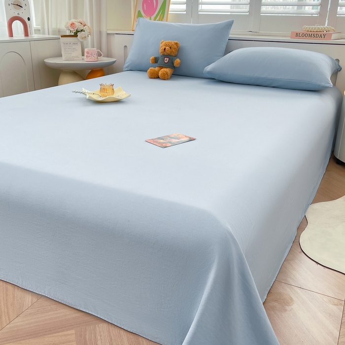 91家纺网 家纺一手货源 找家纺 澜妃 2025新款糯叽叽床单单品床单床单单件-纯色云朵系列 云朵-月蓝