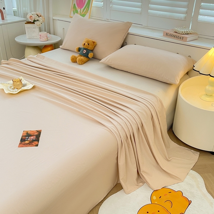 91家纺网 家纺一手货源 找家纺 澜妃 2025新款糯叽叽床单单品床单床单单件-纯色云朵系列 云朵-奶咖