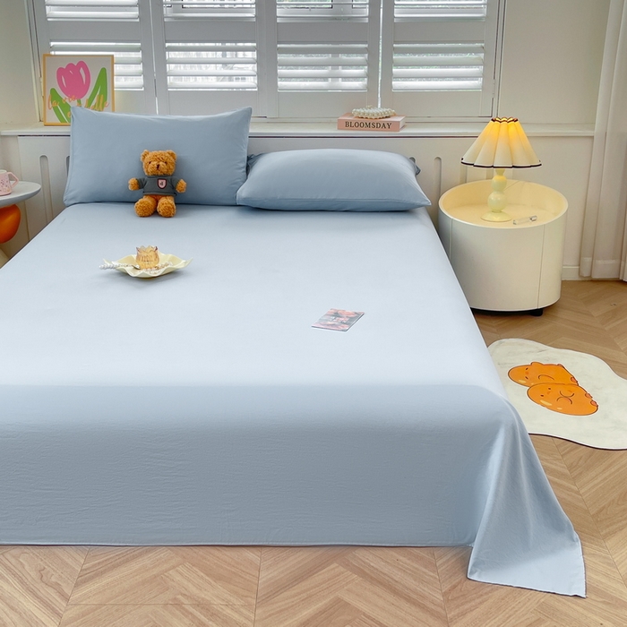 91家纺网 家纺一手货源 找家纺 澜妃 2025新款糯叽叽床单单品床单床单单件-纯色云朵系列 云朵-月蓝