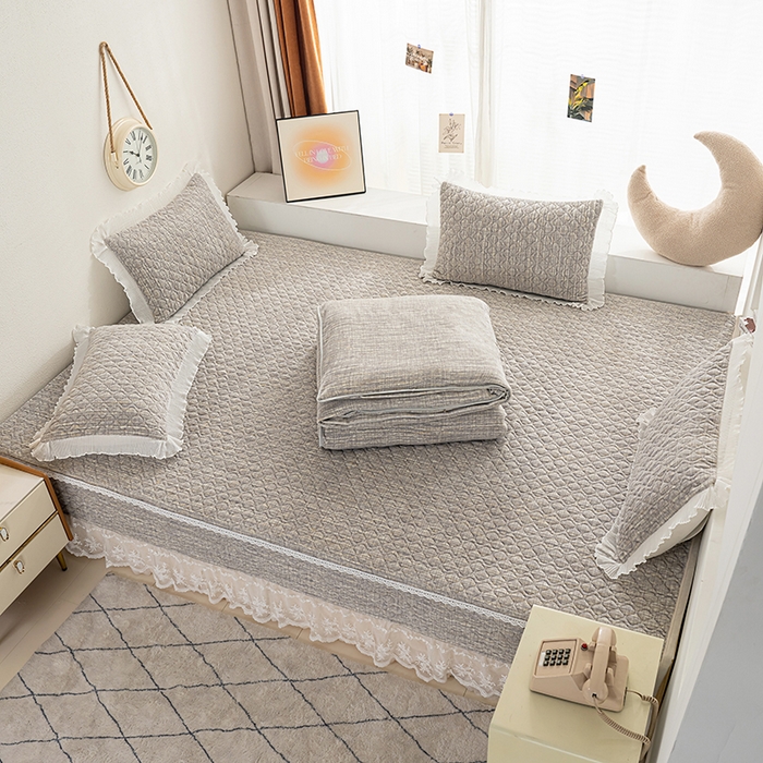 91家纺网 家纺一手货源 找家纺 冬然 2024新款牛奶绒床盖榻榻米床盖炕盖 肌理纹·灰