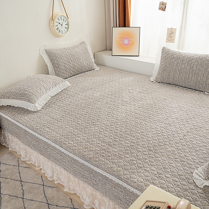 91家纺网 家纺一手货源 找家纺 冬然 2024新款牛奶绒床盖榻榻米床盖炕盖 肌理纹·灰