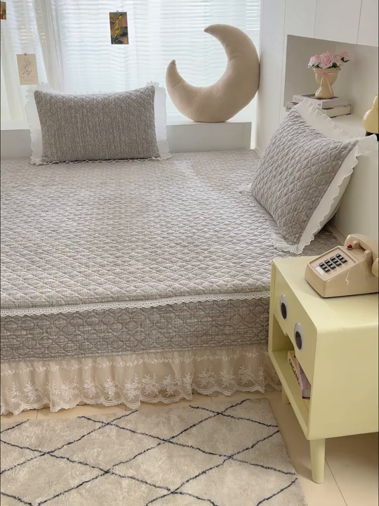 91家纺网 家纺一手货源 找家纺 冬然 2024新款牛奶绒床盖榻榻米床盖炕盖 肌理纹·灰