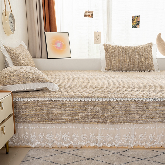 91家纺网 家纺一手货源 找家纺 冬然 2024新款牛奶绒床盖榻榻米床盖炕盖 肌理纹·咖