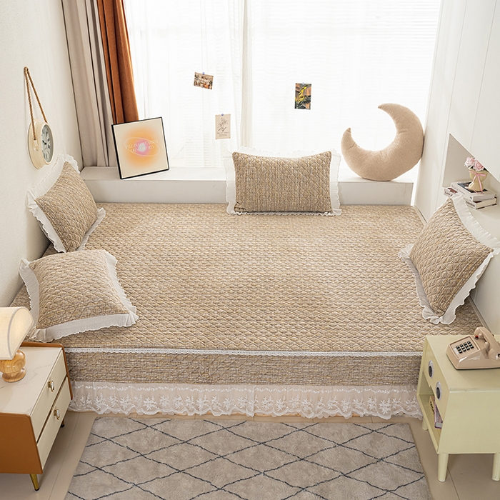 冬然 2024新款牛奶绒床盖榻榻米床盖炕盖 肌理纹·咖