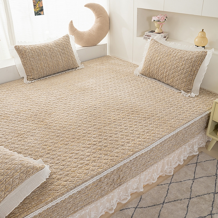 91家纺网 家纺一手货源 找家纺 冬然 2024新款牛奶绒床盖榻榻米床盖炕盖 肌理纹·咖