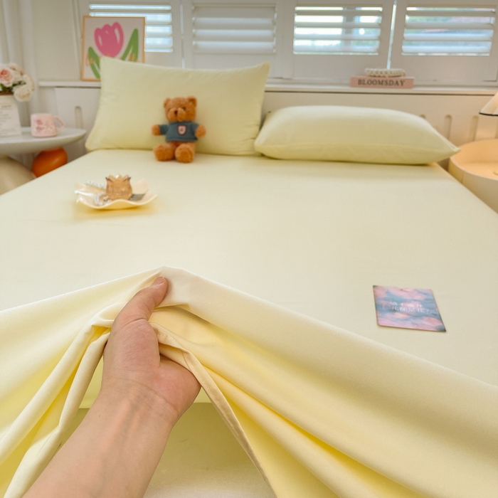 91家纺网 家纺一手货源 找家纺 澜妃 2025新款糯叽叽床单单品床单床单单件-纯色云朵系列 云朵-奶黄