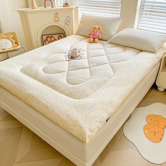 91家纺网 家纺一手货源 找家纺 （总）澜妃 2025新款云感皱皱纱双层纱软床垫单床褥床褥单品床护垫