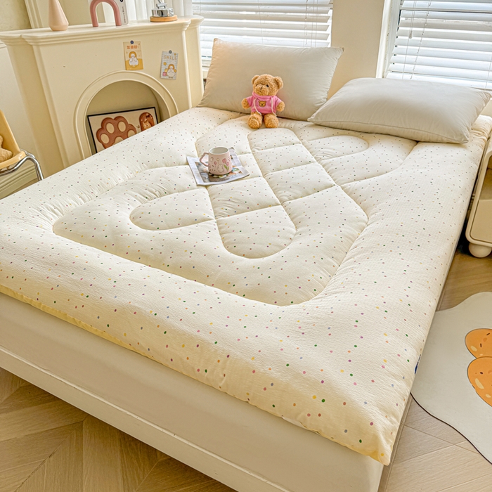 91家纺网 家纺一手货源 找家纺 （总）澜妃 2025新款云感皱皱纱双层纱软床垫单床褥床褥单品床护垫