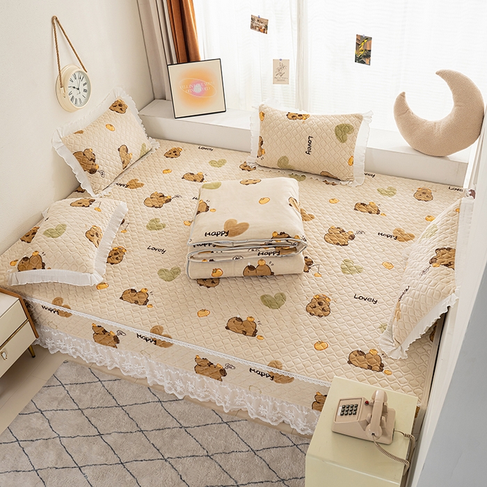 91家纺网 家纺一手货源 找家纺 冬然 2024新款牛奶绒床盖榻榻米床盖炕盖 卡皮巴拉