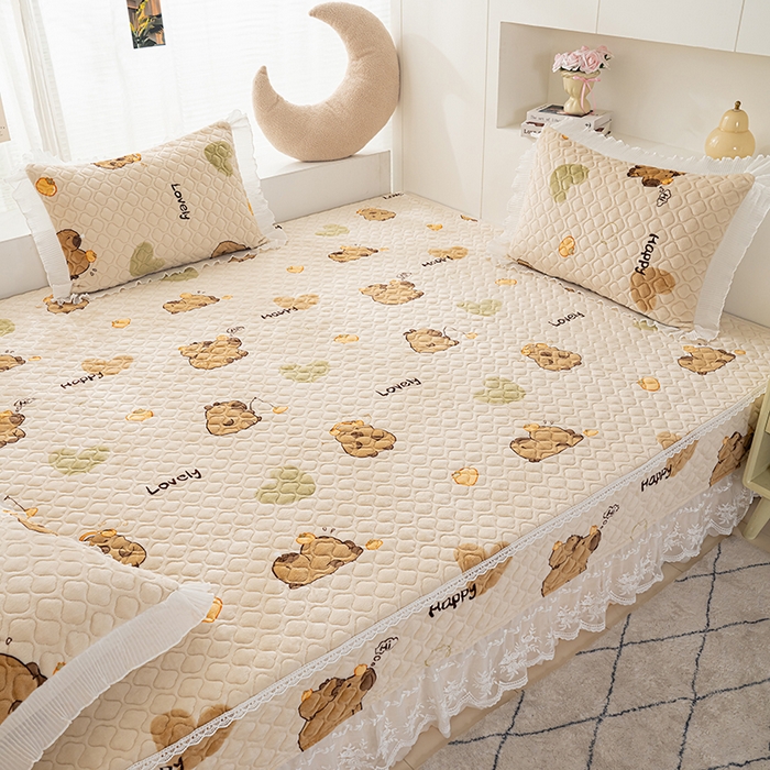 91家纺网 家纺一手货源 找家纺 冬然 2024新款牛奶绒床盖榻榻米床盖炕盖 卡皮巴拉