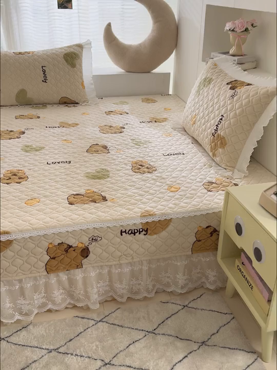 91家纺网 家纺一手货源 找家纺 冬然 2024新款牛奶绒床盖榻榻米床盖炕盖 卡皮巴拉