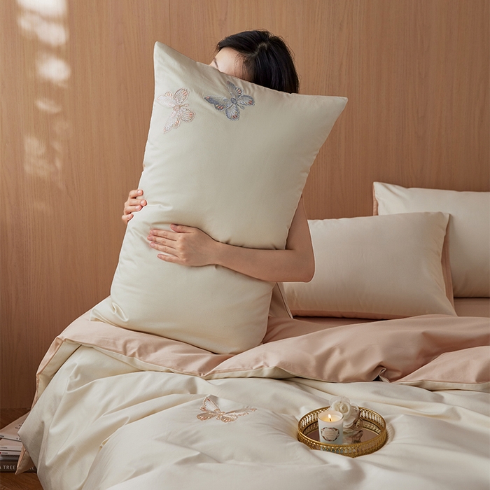 91家纺网 家纺一手货源 找家纺 （总）简纯主义 2025新款A类全棉纯棉绣花四件套-庄周梦蝶