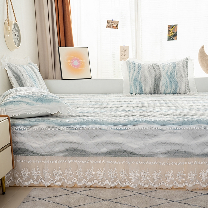 91家纺网 家纺一手货源 找家纺 冬然 2024新款牛奶绒床盖榻榻米床盖炕盖 可可西里