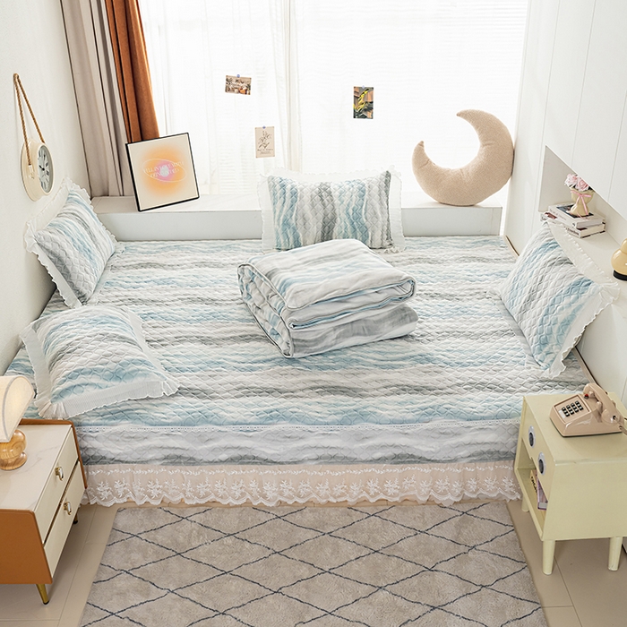 91家纺网 家纺一手货源 找家纺 冬然 2024新款牛奶绒床盖榻榻米床盖炕盖 可可西里