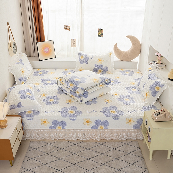 91家纺网 家纺一手货源 找家纺 冬然 2024新款牛奶绒床盖榻榻米床盖炕盖 楼兰花海