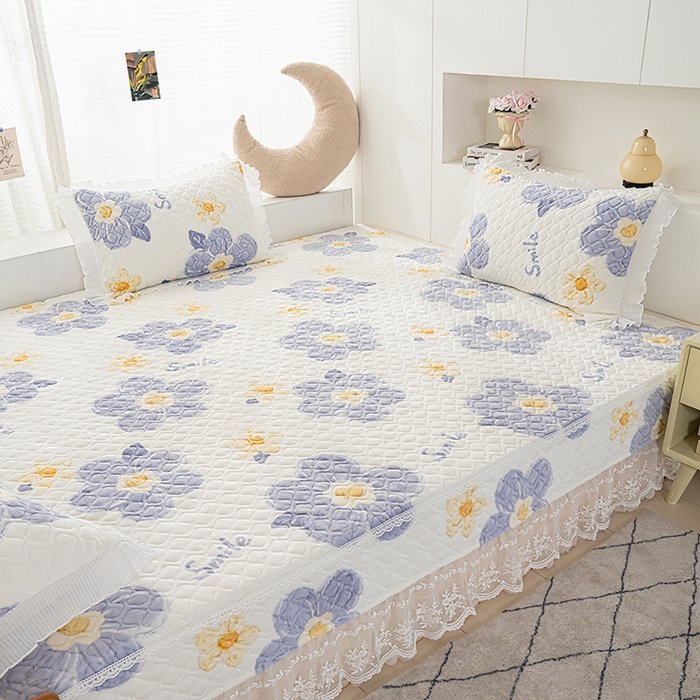 91家纺网 家纺一手货源 找家纺 冬然 2024新款牛奶绒床盖榻榻米床盖炕盖 楼兰花海