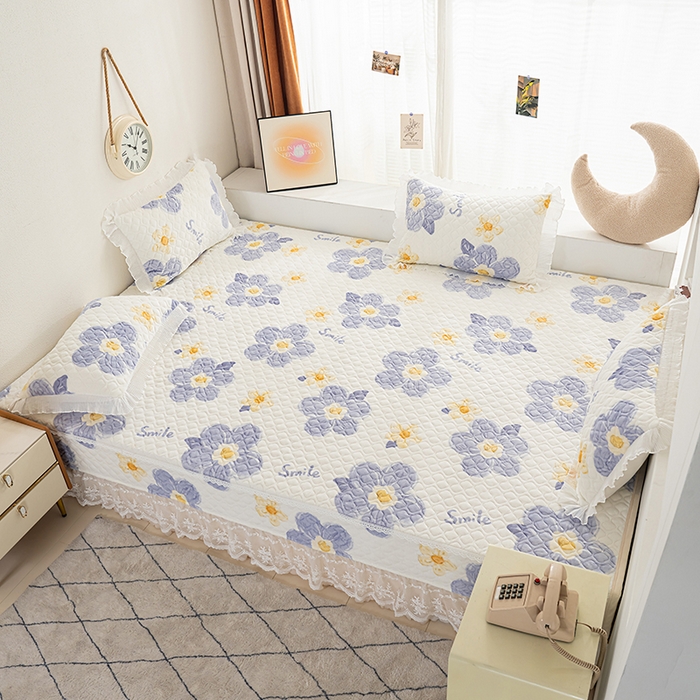 91家纺网 家纺一手货源 找家纺 冬然 2024新款牛奶绒床盖榻榻米床盖炕盖 楼兰花海