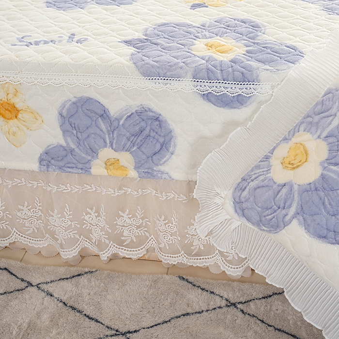 91家纺网 家纺一手货源 找家纺 冬然 2024新款牛奶绒床盖榻榻米床盖炕盖 楼兰花海