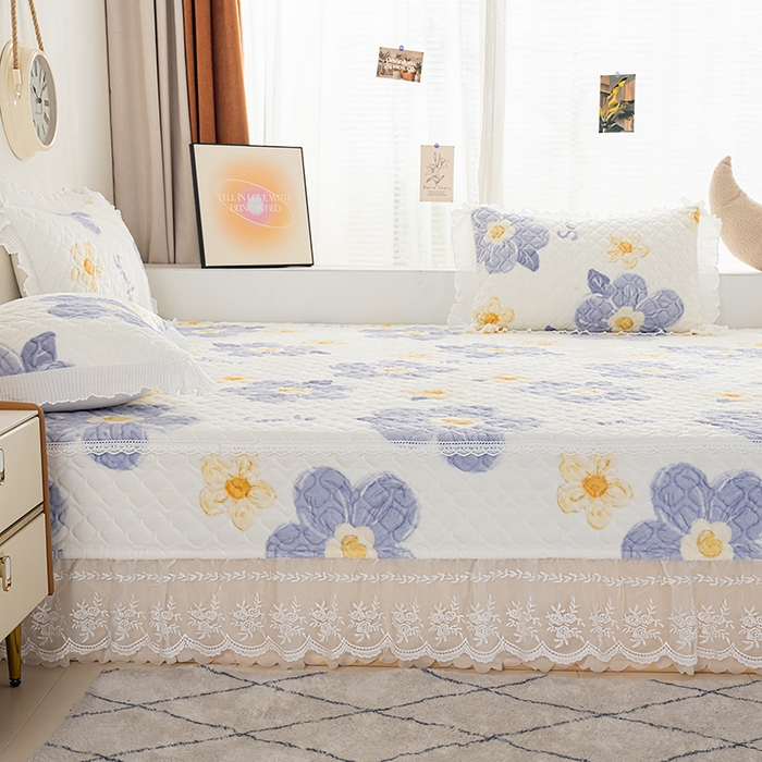 91家纺网 家纺一手货源 找家纺 冬然 2024新款牛奶绒床盖榻榻米床盖炕盖 楼兰花海