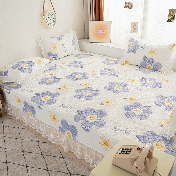 91家纺网 家纺一手货源 找家纺 冬然 2024新款牛奶绒床盖榻榻米床盖炕盖 楼兰花海