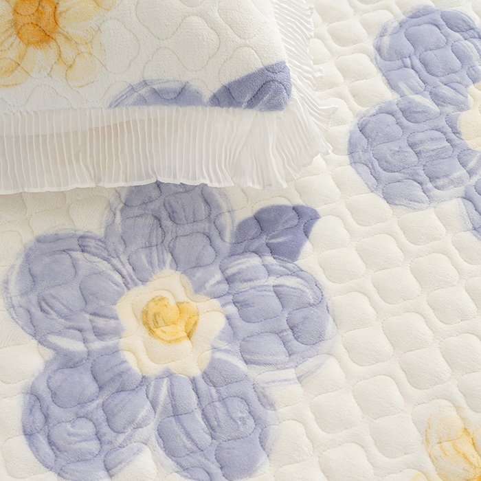 91家纺网 家纺一手货源 找家纺 冬然 2024新款牛奶绒床盖榻榻米床盖炕盖 楼兰花海