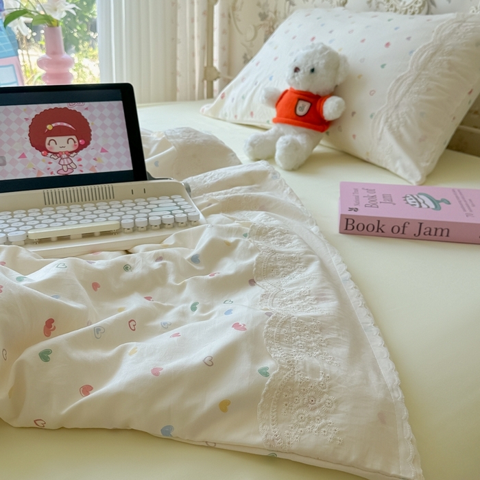 91家纺网 家纺一手货源 找家纺 （总）澜妃 2025新款糯叽叽水洗棉全棉蕾丝花边-艾意系列